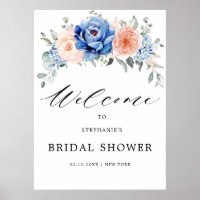 Navy Blue Slate Dusty Blush Bidal Shower Welcome