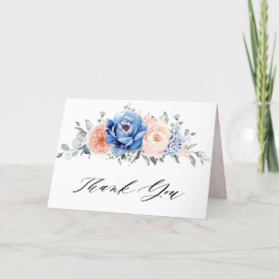 Navy Blue Slate Dusty Blush Bridal Shower Thank You Card