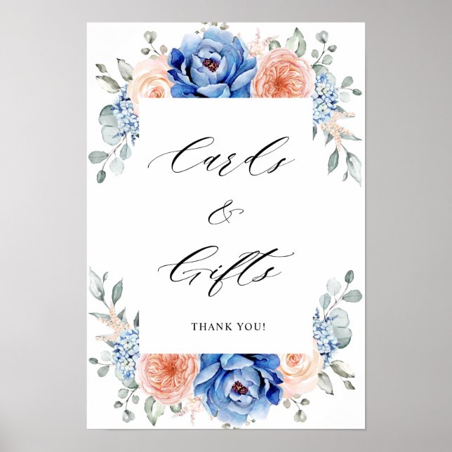 Navy Blue Slate Dusty Blush Cards & Gifts Poster (Front)