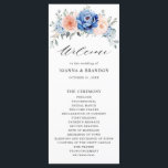 Navy Blue Slate Dusty Blush Pink Floral Wedding Program<br><div class="desc">Navy blue blush pink floral wedding program featuring elegant bouquet of navy blue,  royal blue ,  white ,  blush garden rose,  hydrangea,   and sage green eucalyptus leaves. Please contact me for any help in customisation or if you need any other product with this design.</div>