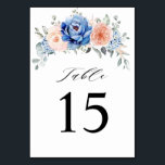 Navy Blue Slate Dusty Blush Pink Floral Wedding  Table Number<br><div class="desc">Navy blue blush pink floral wedding table numbers featuring elegant bouquet of navy blue,  royal blue ,  white ,  blush garden rose,  hydrangea,   and sage green eucalyptus leaves. Please contact me for any help in customisation or if you need any other product with this design.</div>