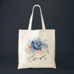 Navy Blue Slate Dusty Blush Pink Floral Wedding  Tote Bag<br><div class="desc">Navy blue blush pink floral wedding bridesmaid gift featuring elegant bouquet of navy blue,  royal blue ,  white ,  blush garden rose,  hydrangea,   and sage green eucalyptus leaves. Please contact me for any help in customisation or if you need any other product with this design.</div>