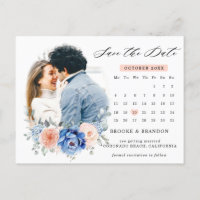 Navy Blue Slate Dusty Blush Pink Save the Date
