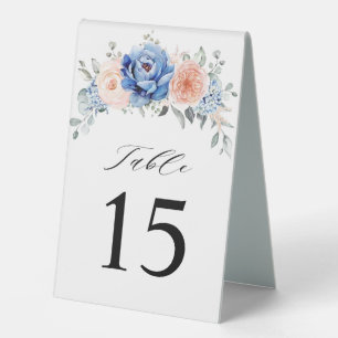 Navy Blue Slate Dusty Blush Pink Table Number