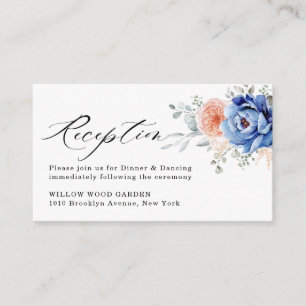 Navy Blue Slate Dusty Blush Pink Wedding Reception Enclosure Card