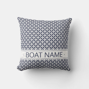 Navy Blue. Small Geometric Pattern Shippo. Accent  Cushion