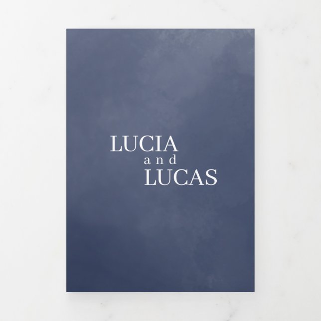 Navy Blue Smoke All In One QR Wedding Invitation (Cover)