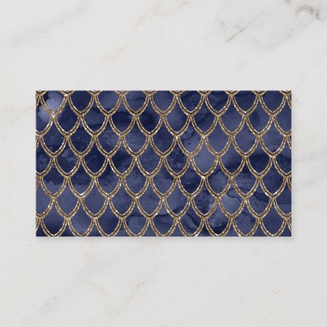 Navy Blue Snake Serpent Reptile Pattern Business Card (Front)