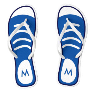 Navy Blue Sneaker Shoes Cool Funny Look Monogram Thongs