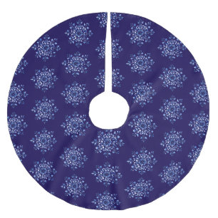 Navy Blue Snowflake Christmas Brushed Polyester Tree Skirt