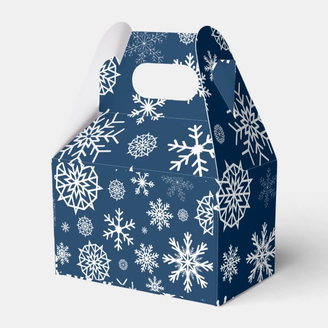 Navy Blue Snowflake Christmas Holidays Favour Box (Front Side)