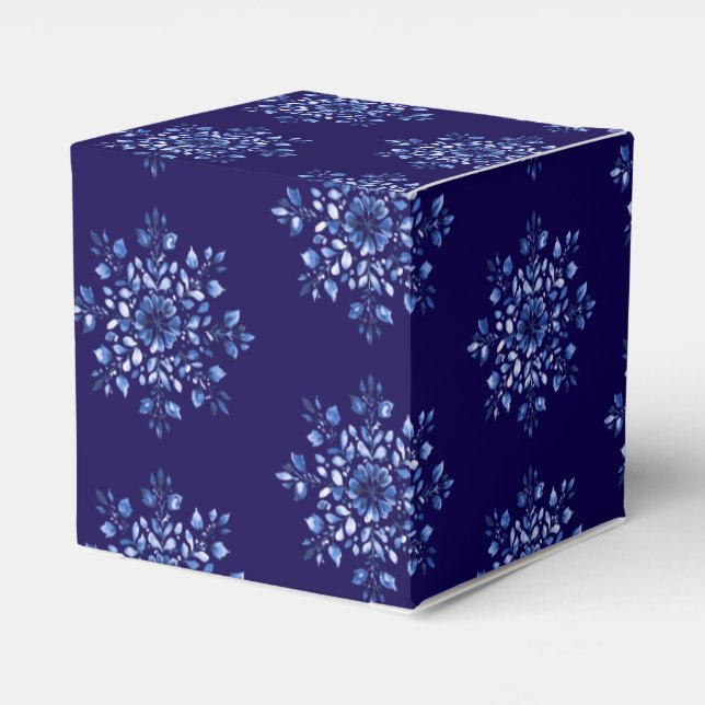 Navy Blue Snowflake Favour Boxes (Back Side)
