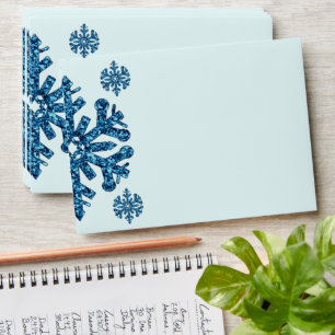 Navy Blue Snowflake Winter Birthday Envelope