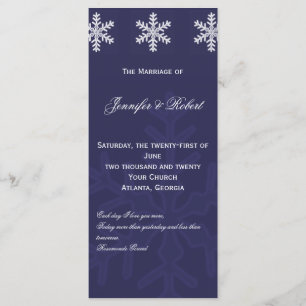 Navy Blue Snowflake Winter Wedding Program