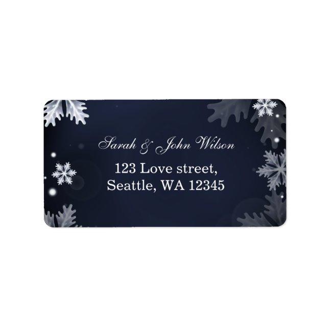 navy blue snowflakes return address label (Front)