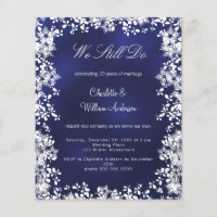 Navy blue snowflakes vow renewal invitation