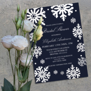 Navy Blue Snowflakes Winter Bridal Shower