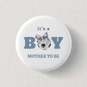 Navy Blue Soccer Sport Mother To Be Baby Shower 3 Cm Round Badge