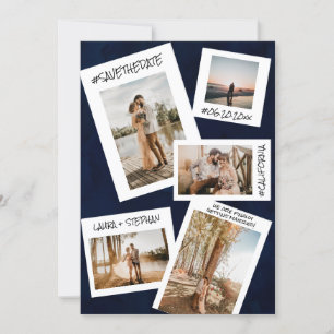 Navy blue social media 5 photo save the date