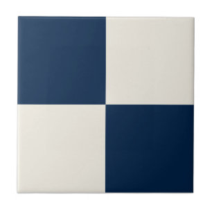 Navy Blue & Soft Beige Square Box Stylish Pattern Ceramic Tile