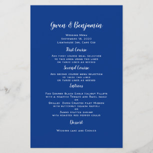 Navy Blue Solid Affordable Wedding Menu Template