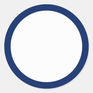 Navy blue solid colour border blank classic round sticker
