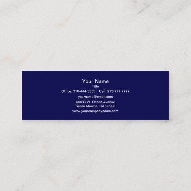 Navy Blue Solid Colour Customise It Mini Business Card (Back)