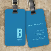 Navy blue solid colour cyan initials and name