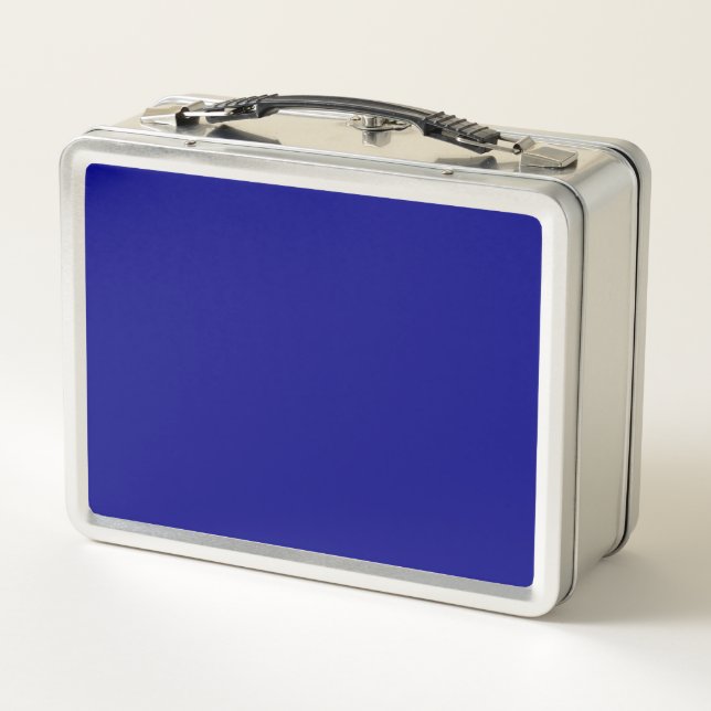 Navy Blue Solid Colour Metal Lunch Box (Back)