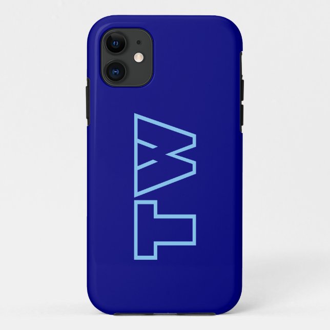 Navy Blue Solid Colour Minimalist Elegant Name Case-Mate iPhone Case (Back)