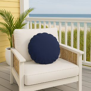 Navy Blue Solid Colour Plain Decorative Accent  Round Cushion