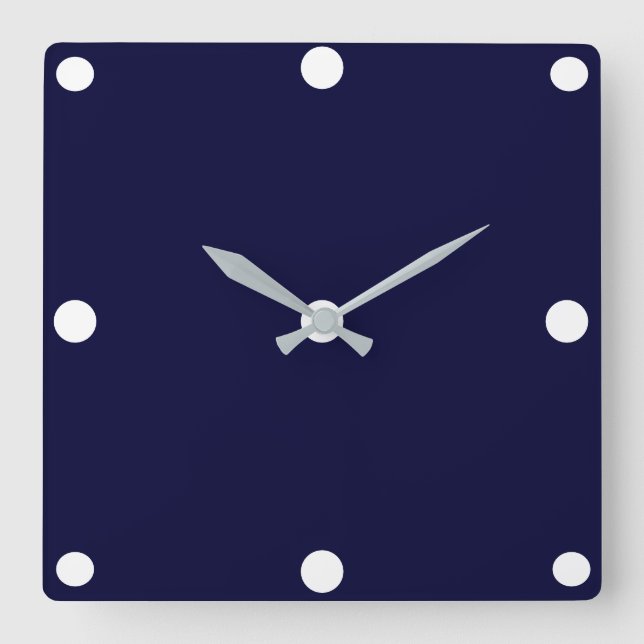 Navy Blue solid colour Square Wall Clock (Front)