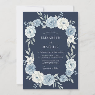 Navy Blue Solstice Wedding Invitation