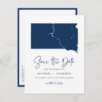 Navy Blue South Dakota Map QR Code Save the Date
