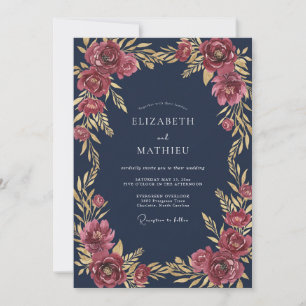 Navy Blue Sovereign Winter Wedding Invitation