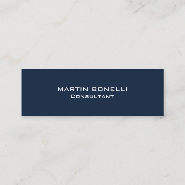 Navy Blue Special Unique Clear Consultant Mini Business Card (Front)