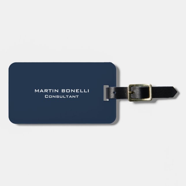Navy Blue Special Unique Modern Consultant Luggage Tag (Front Horizontal)