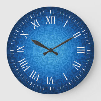 Navy Blue Spiral Design Large Clock