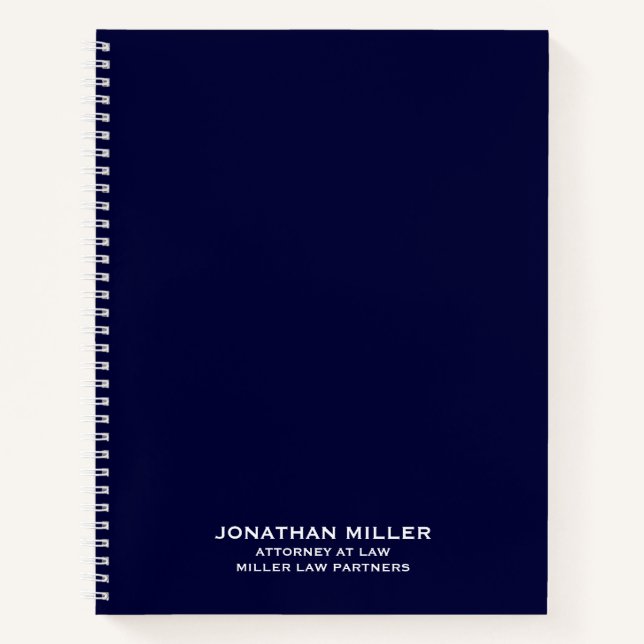 Navy Blue Spiral Notebook for Attorneys Law Firms (Front)