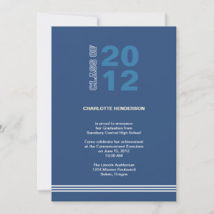 Navy blue sport stripe graduation class invitation