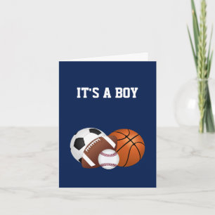 Navy Blue Sports Baby Shower It's a Boy Card