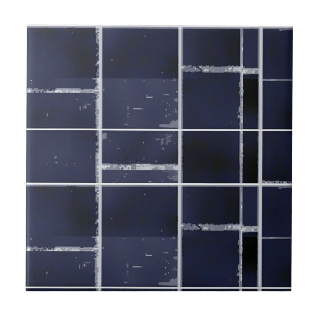 Navy blue square and rectangle tiled ceramic tile (Front)