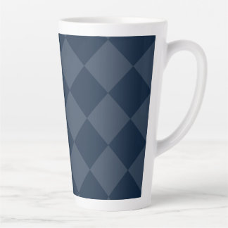 Navy Blue Square Diamonds Pattern Latte Mug