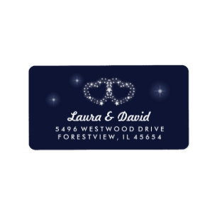 Navy Blue Star Hearts Matching Wedding Address Label