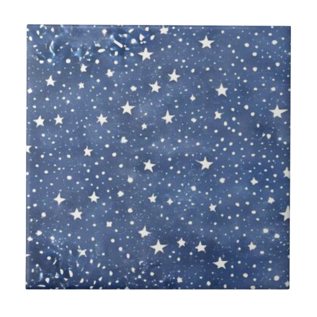 Navy blue star sky ceramic tile (Front)
