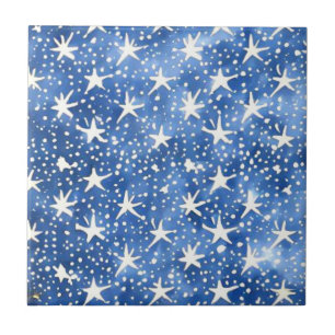 Navy blue star sky ceramic tile