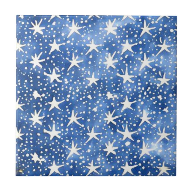Navy blue star sky ceramic tile (Front)