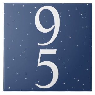 Navy Blue Star Starry Night Two Number House # Ceramic Tile