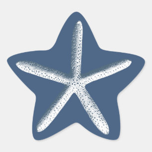 Navy Blue Starfish Beach Wedding Favour Star Sticker