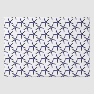 Navy blue starfish on a white background tissue paper